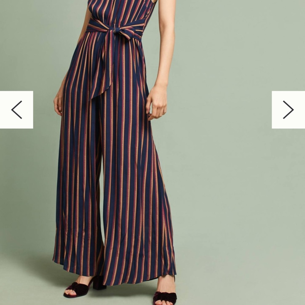 Striped Tie Front Jumpsuit Anthropologie - Picture 4 of 11